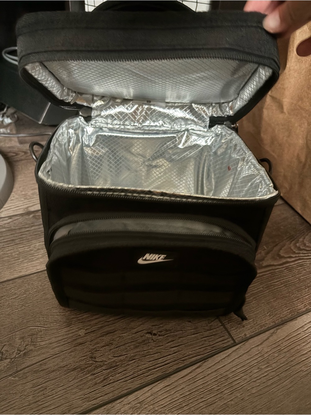 Nike Black Insulated Toiletry/Lunch Bag with Silver Lining